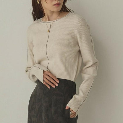 バイカラースリムニットプルオーバー