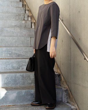 7分袖異素材切替カットソー