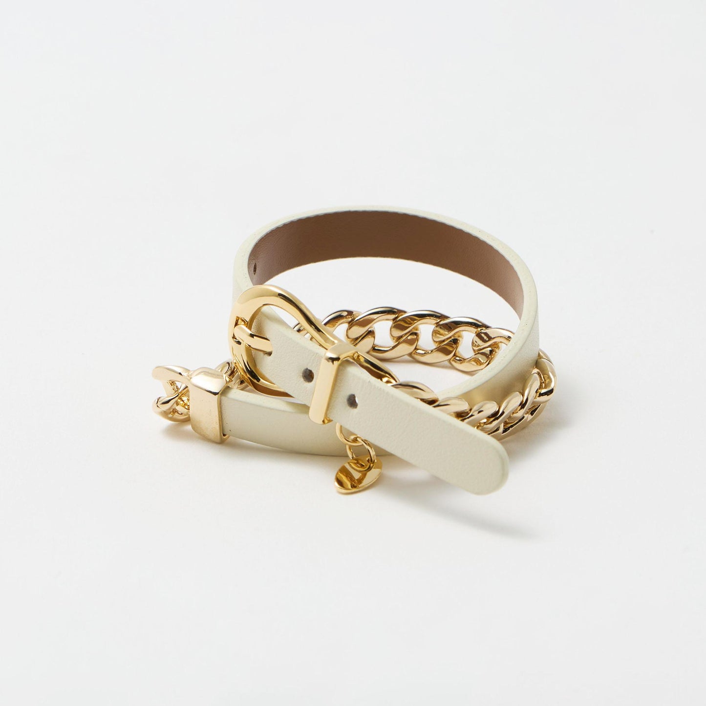 メタルチェーン×レザーベルト ブレスレット