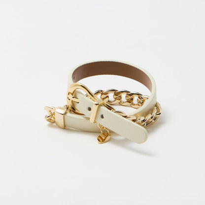 メタルチェーン×レザーベルト ブレスレット