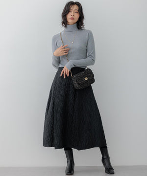 ウーステッドウール リブタートルネック ニット