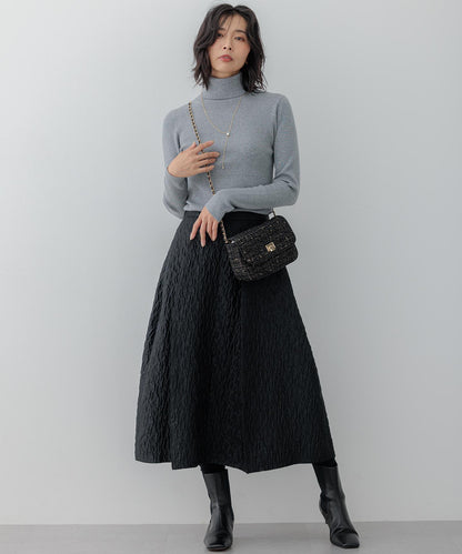 ウーステッドウール リブタートルネック ニット