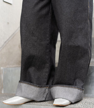 Vネックデニムオールインワン