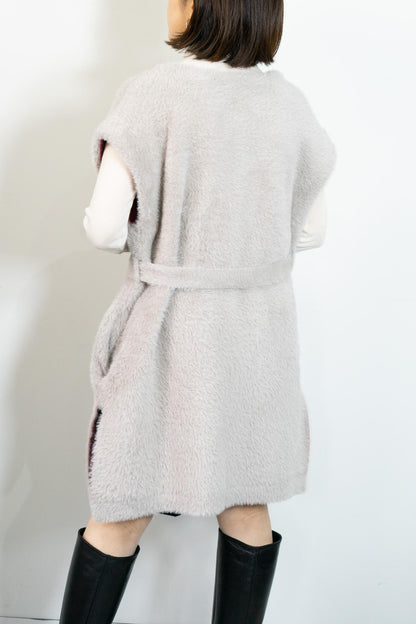 バイカラーテープシャギーニットベスト