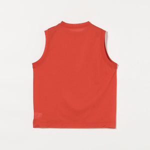 コットンナイロン クルーネック ノースリーブ Tシャツ