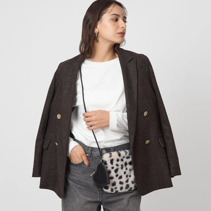 ファーショルダーバッグ ハートチャーム付き