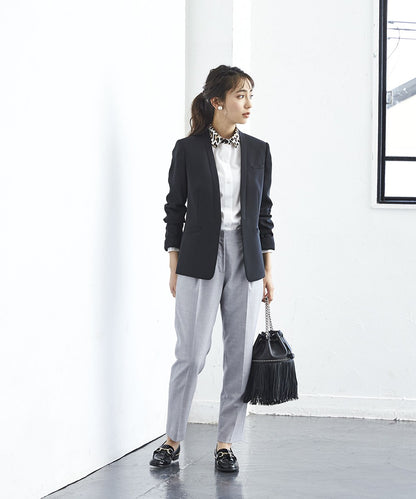 サマーウール混テーパードパンツ