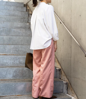 ストライプギャザースリーブブラウス