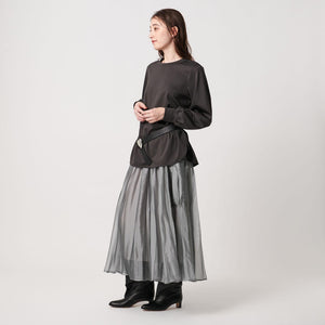 シャンブレー オーガンザ ポケット スカート