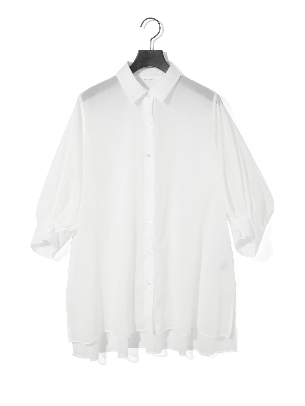 MIDIUMISOLID for Ladies シアースリットスリーブチュニックシャツ