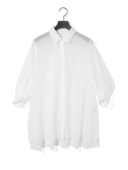 MIDIUMISOLID for Ladies シアースリットスリーブチュニックシャツ