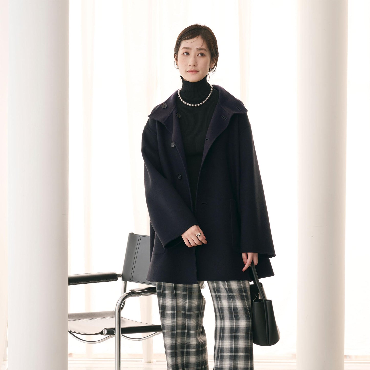 バイカラー リバー Aライン コート