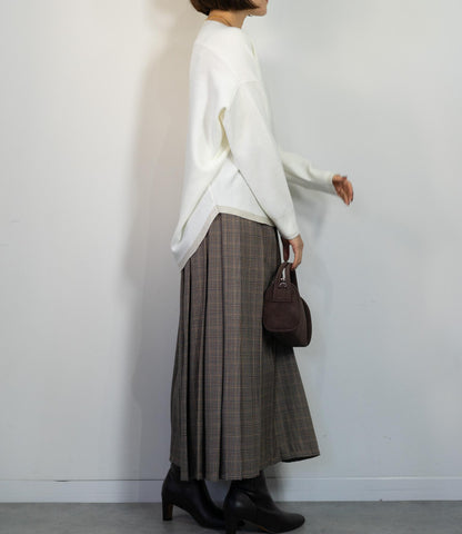 ラメボートネックラウンドニット