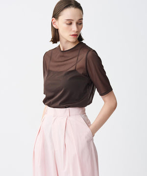 トリコットシフォン ハーフスリーブカットソー