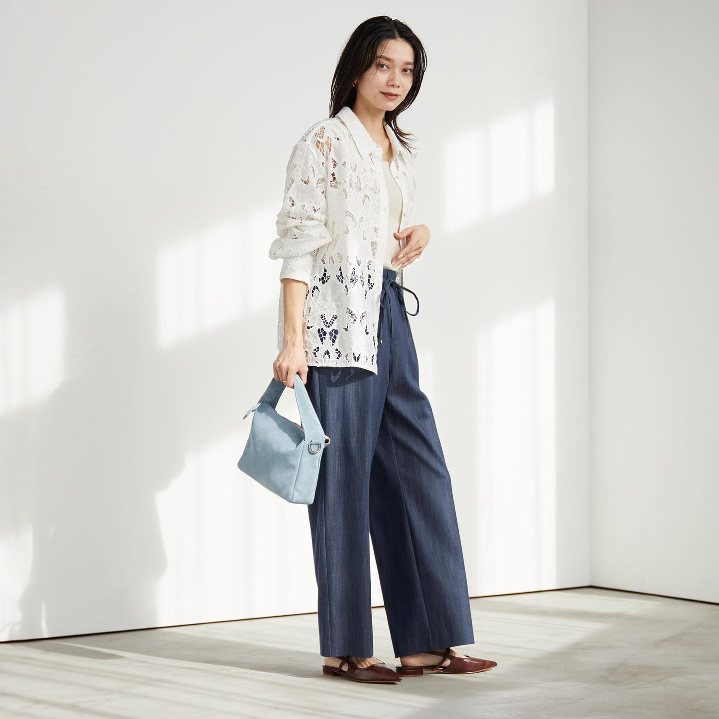 ［size SHORT/TALLあり］ニーハイフレアパンツ デニム 2 ストレッチ