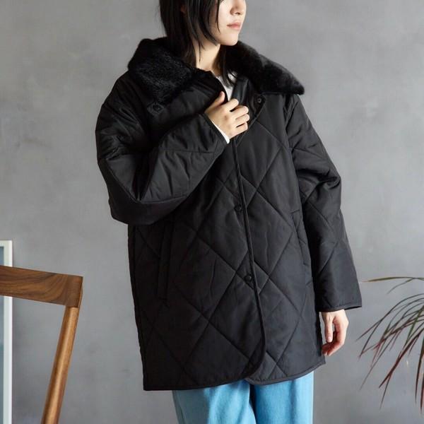 ファーカラーキルティング中綿アウター