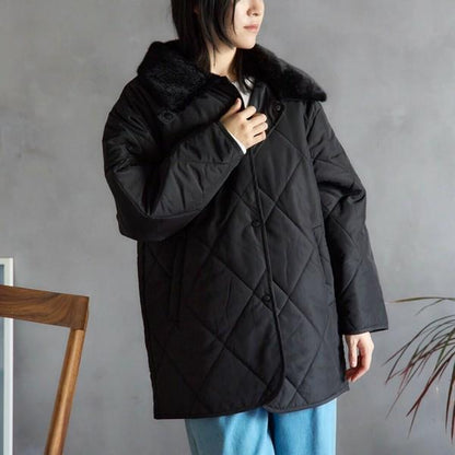 ファーカラーキルティング中綿アウター