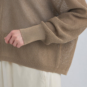 メッシュ スキッパー ニット プルオーバー -ウォッシャブル-