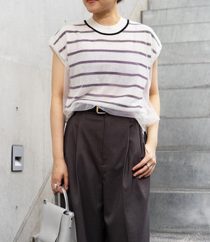 チュールレイヤードボーダーニット