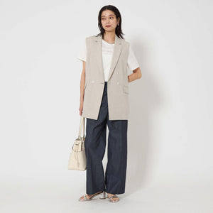 リネンライク ジレ -マシンウォッシャブル・ストレッチ-