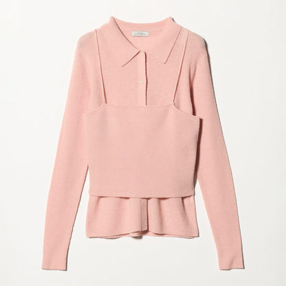 ポロニット カーディガン × ビスチェ ニット セット