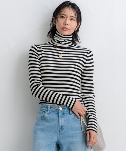 ウーステッドウール リブタートルネック ニット