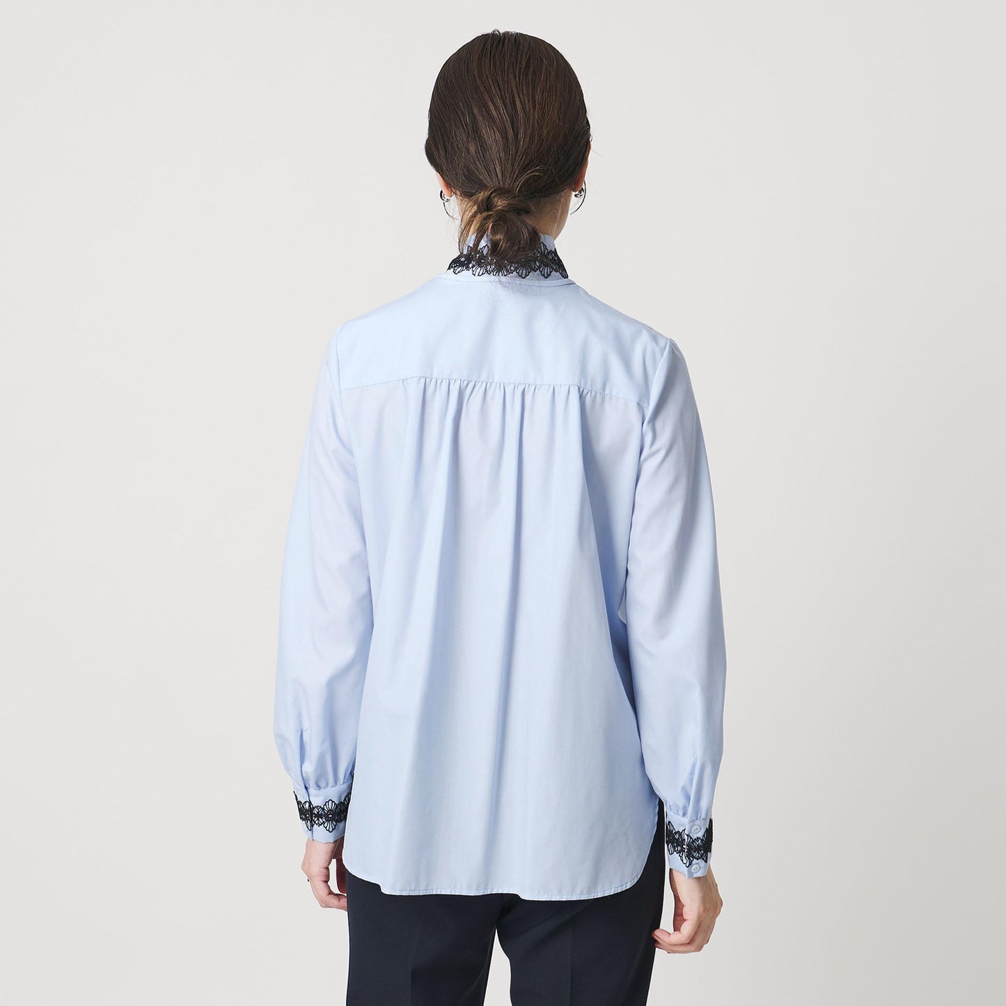 レース コンビ ボウタイ リボン ブラウス ‐ウォッシャブル‐