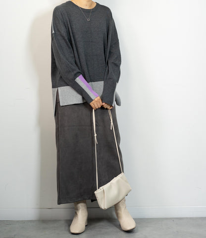 バイカラーボクシーニット