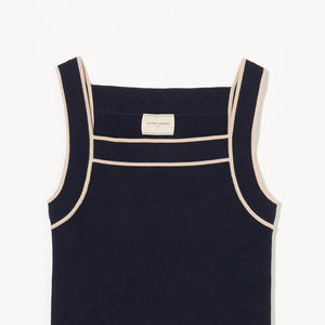 リブスクエアネック パイピングキャミソール - ウォッシャブル -