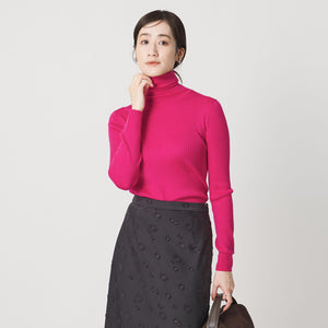 リブ タートルネック ニット