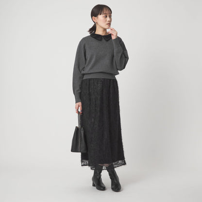 シアー レース ギャザー スカート