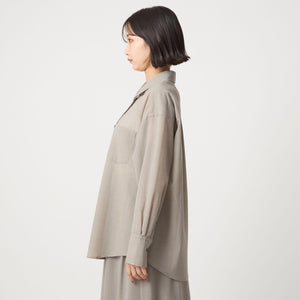 ［size SHORTあり］ウール混ボイル シャツ -ウォッシャブル-