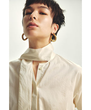 シルクライクタフタ ボウタイブラウス