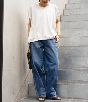 異素材切り替えドロストラグランカットソー