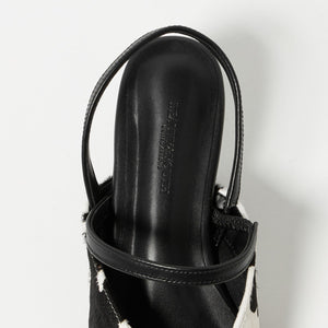 ヘアー×レザーライク コンビ フラットシューズ