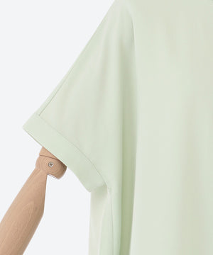 バックティアードバンドカラー半袖ブラウス