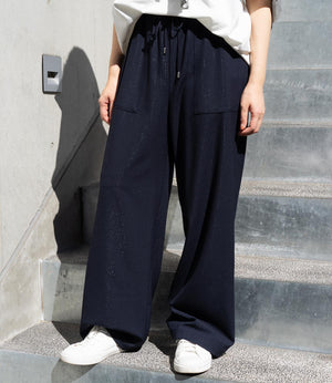 フィルムストライプストレートパンツ