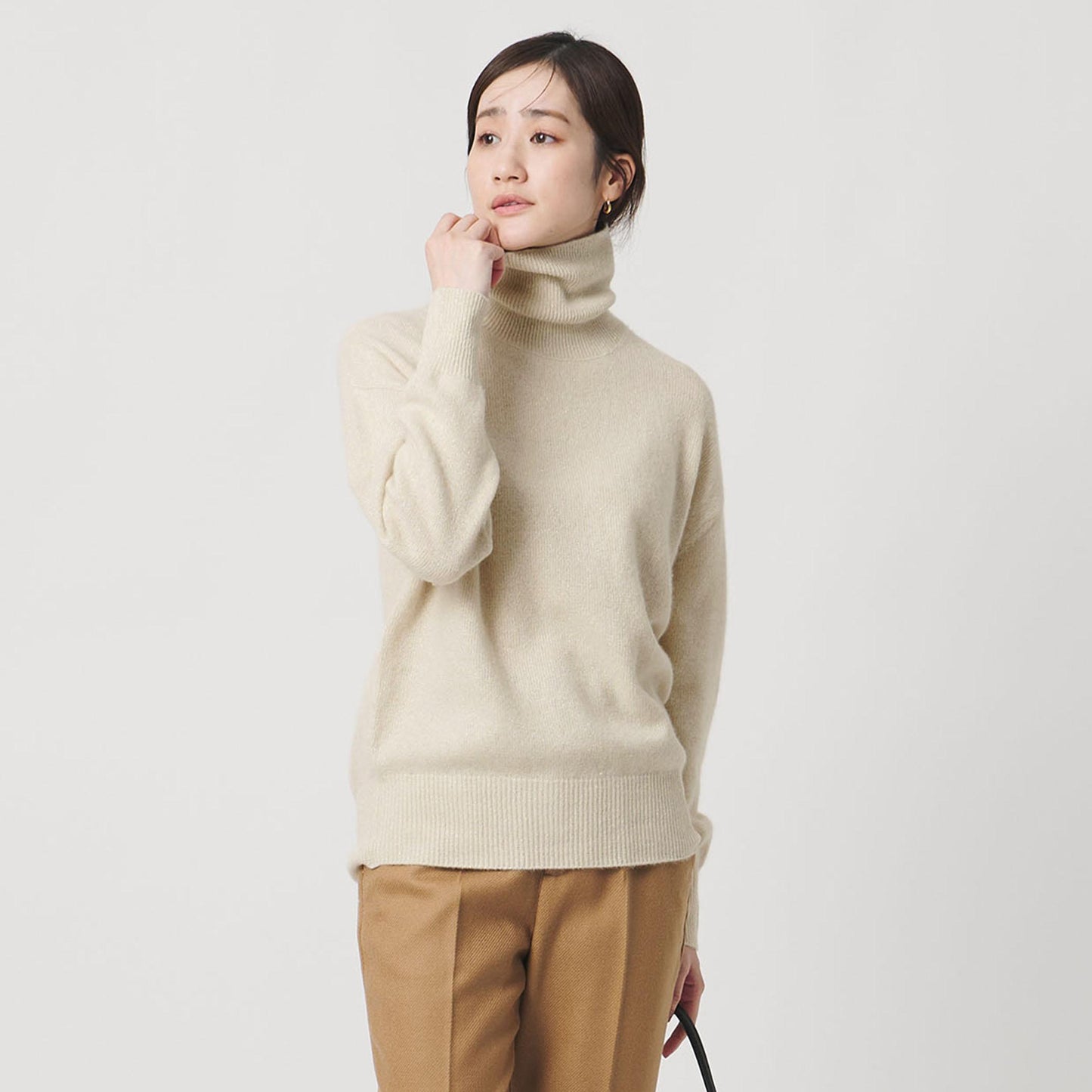 フォックス ウール ラメ タートルネック ニット