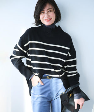 コットンカシミヤ タートルネックカットソー