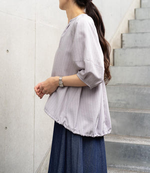 ストライプスキッパーパフブラウス