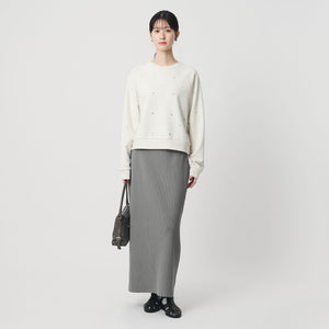 【WEB限定 Wardrobe DAILY MINIMAL】ポリエステルコットン リブニットタイトスカート ウォッシャブル