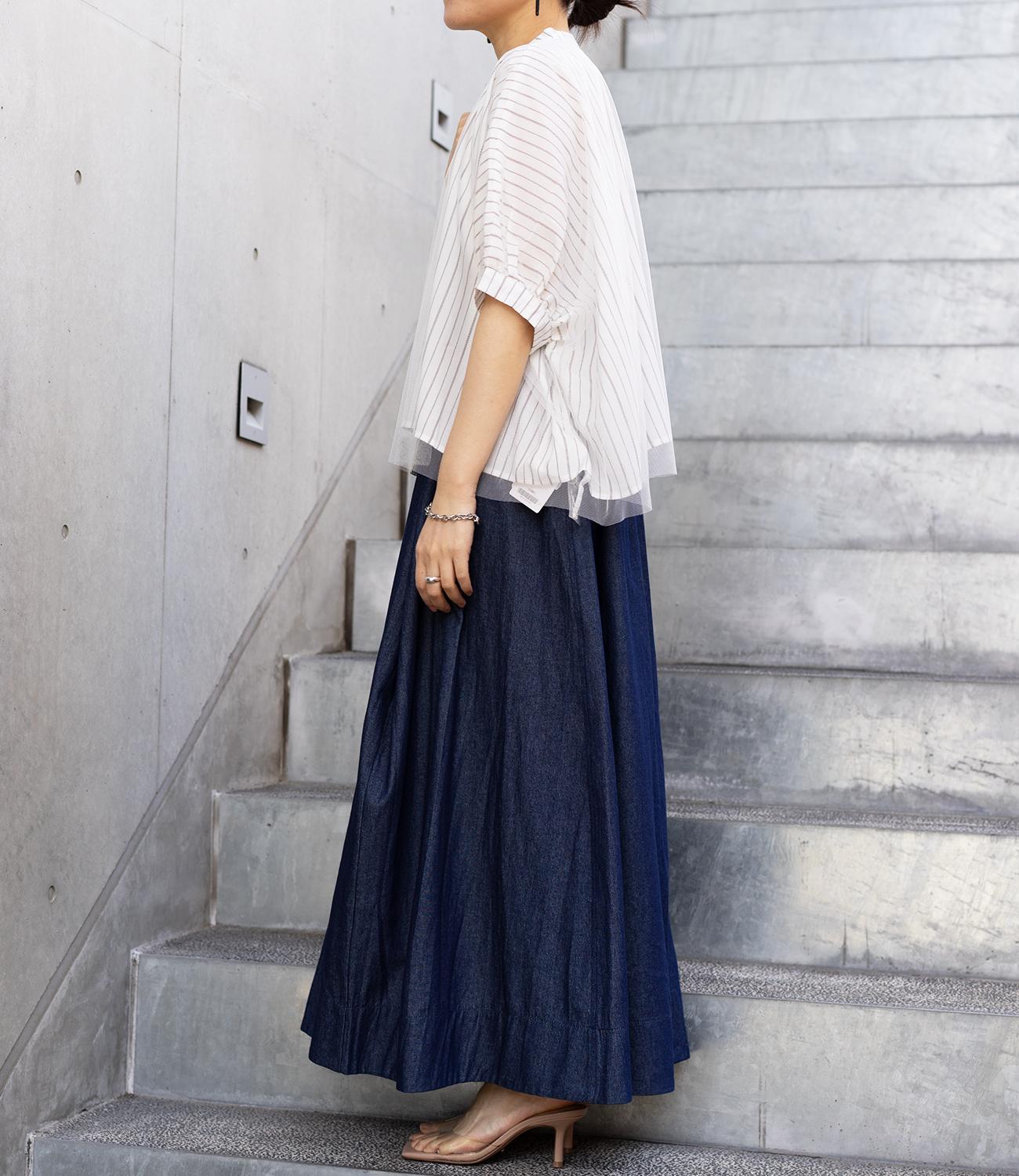 チュールレイヤードドレープブラウス