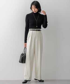 ウーステッドウール リブタートルネック ニット