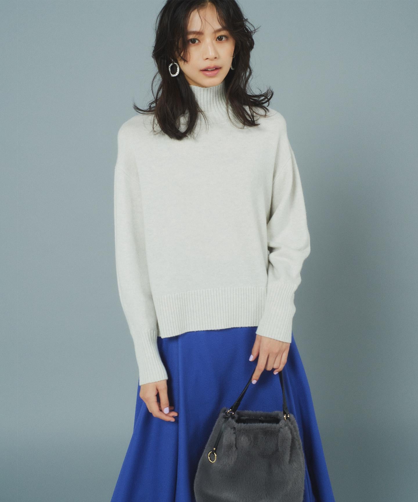 ウールカシミヤミックス ロールネック ニット