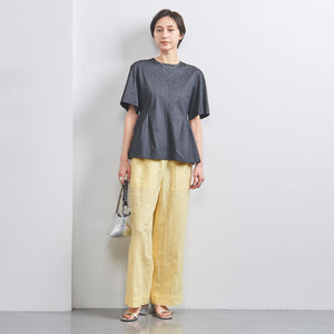 リネン パッチポケット イージーパンツ WHITE/YELLOW
