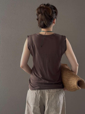 リネンノースリーブトップ