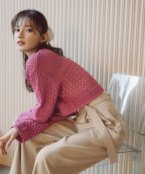 ＜ウォッシャブル＞ベルト付きタックワイドパンツ　26SS