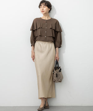 クリアトリコットジャージー フリルデザイン カットソー