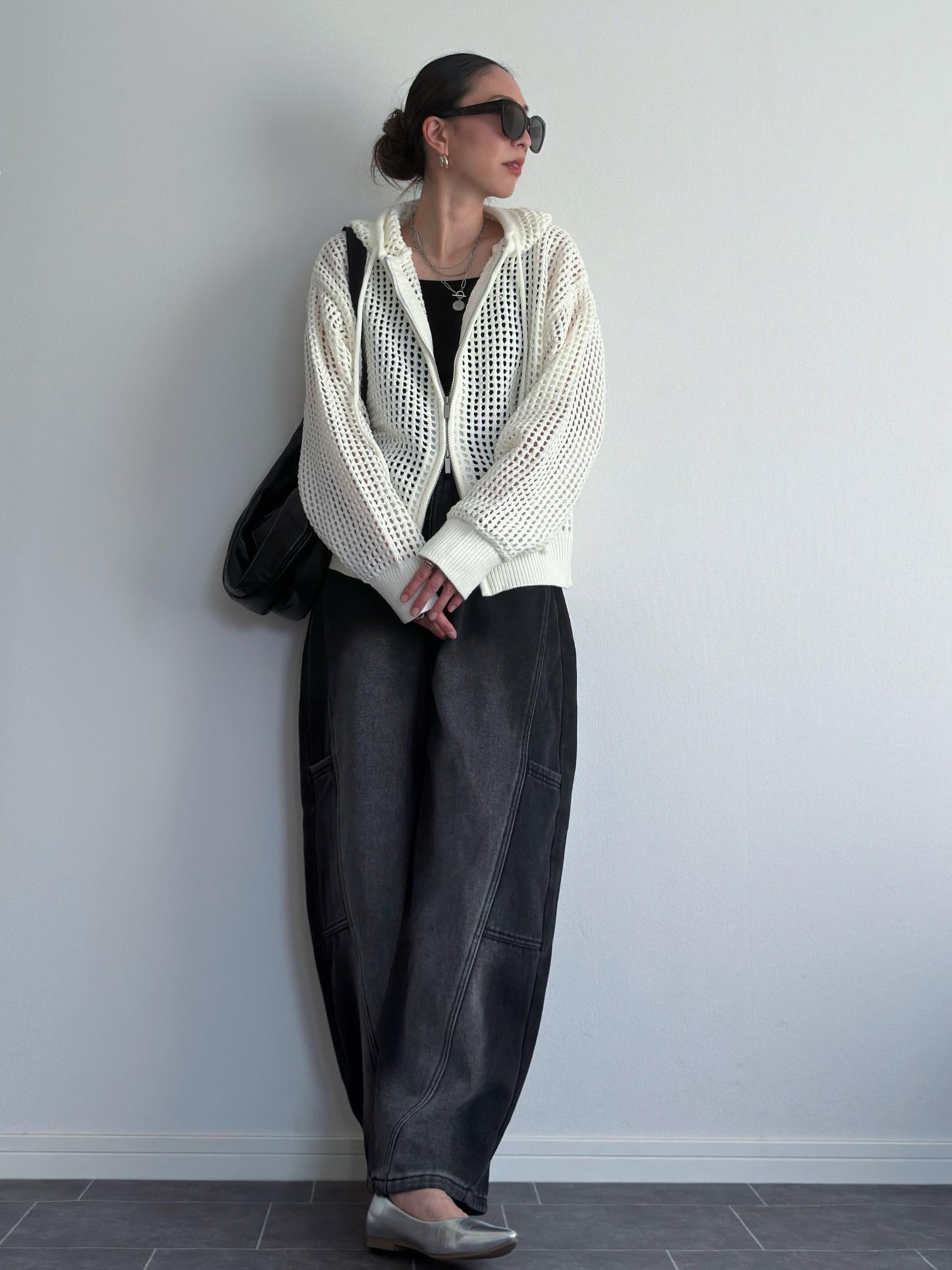 ネットニットフードジップアップ