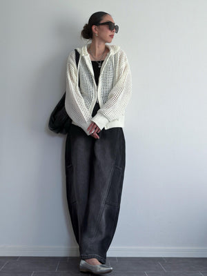 ネットニットフードジップアップ